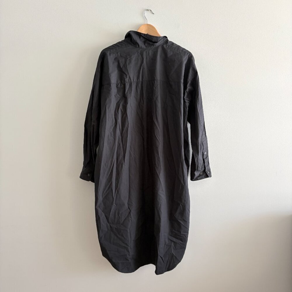 Aritzia Wilfred Free Relaxed Poplin Dress Long Sleeve Button Up Black Size Small - Picture 5 of 8